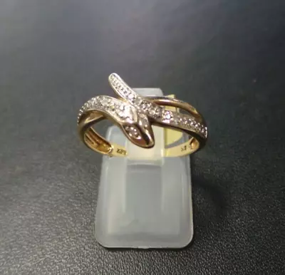 Ladies 9k Yellow Gold And Diamond Snake Ring 2.2 Grams Size O1/2 • $369