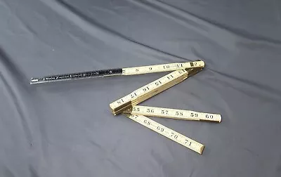 Vtg MASTER Wooden 72  Folding Extension Ruler Tape Measure Aluminum Metal End • $17.50