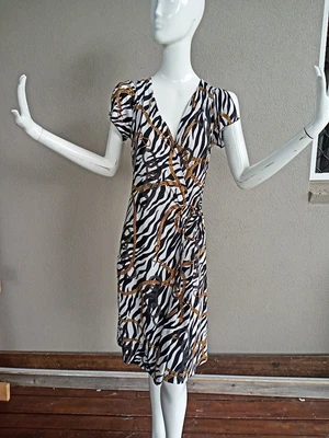 $28 • Buy Worship Zebra Print With Golden Chains Design Dress Size M