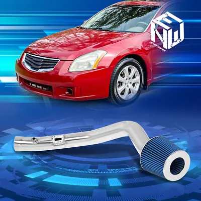 For 07-08 Nissan Maxima 3.5L 3 OD Aluminum Cold Air Intake System W/Blue Filter • $64.88