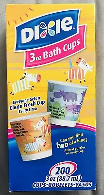 New | Dixie 3 Oz Bath Cups | 200 Count | Disposable Paper Animal Puzzle • $31.98