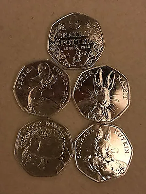 Beatrix Potter 50 Pence Coins- 2016. Uncirculated   NEW  Full Set  • £3.60