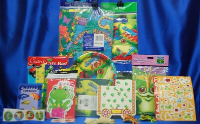 $29.99 • Buy Frog Party Set # 14 Plates Napkins Tablecover Tattoos Stickers Games Mouse Pad
