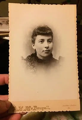 Vintage Cabinet Card Female Woman Portrait F H McDougall Boothbay Harbor Maine • $4.95