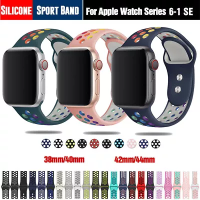 $9.99 • Buy Silicone Breathable Watch Band Sport Strap For Apple Watch Series 6/SE/5/4/3/2/1