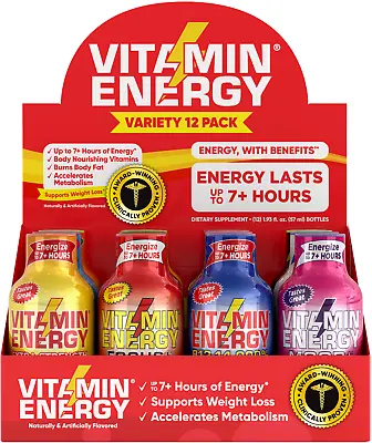 (12 Pack) Vitamin Energy® Variety Pack Energy Shots Clinically Proven • $29.95