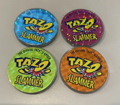 Tazo Slammer Set Of 4 Tazos Looney Tunes 1995 Pink Blue Orange Green • $9.95