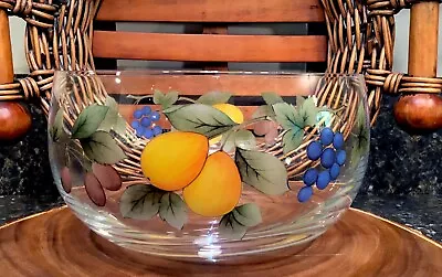 Mikasa GARDEN HARVEST Clear Glassware Salad Serving Bowl Fruit Design  PRISTINE! • $32