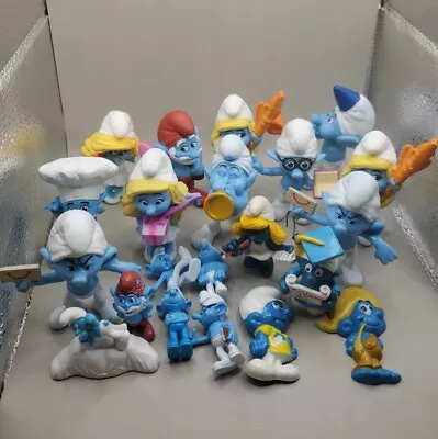 SMURFS FIGURES McDonalds Peyo Toys 2013 1987 1984 1981 Peyo - Lot Of 21 • $19.12