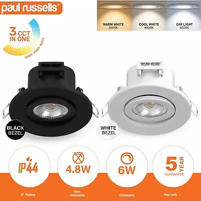 LED Recessed Downlights Dimmable Spot 3CCT Adjustable Tilt Angle Ceiling Lights • £5.99