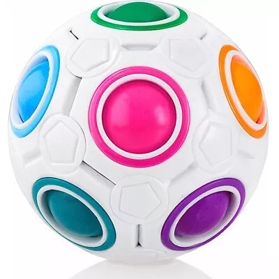 3D Fidget Ball Magic Rainbow Puzzle Rubiks Figet Cube Globe Colour Jigsaw Toys • £9.95