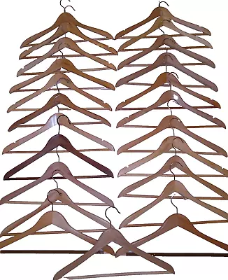 LOT OF 23 Wooden Clothing Hangers Coathangers Suits Closet Coat Wood Maple Stain • $49.99