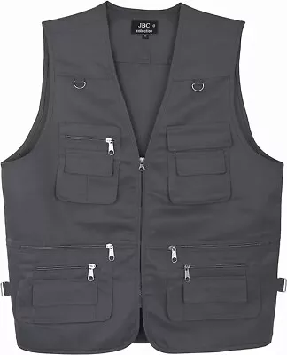 Men's Waistcoat Jacket Multi Pocket Utility Vest Workwear Gilet Safari Outdoor • £17.99