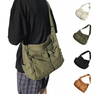 Men's Messenger Bag Cross Body Shoulder Canvas Handbag Utility Travel Work Bag • £5.49