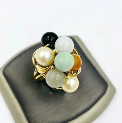 Rare Ming's Hawaii Jade Pearl Cluster Ring  • $895