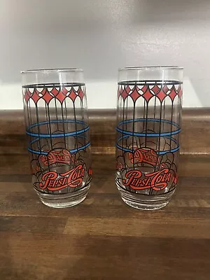 Vintage Pepsi Cola Tiffany Stained Glass Style Glasses (2) • $15