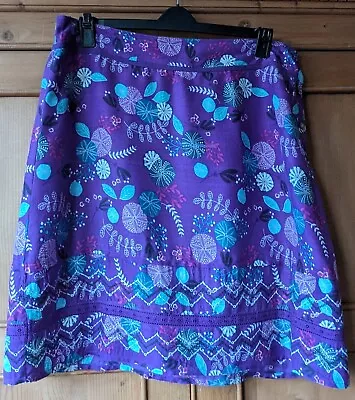 Mantaray Purple Floral Pattern Knee Length Lined Cotton Skirt Size 16.  • £2