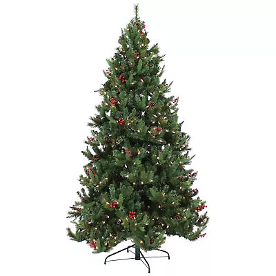 Merry Berries Indoor/Outdoor Pre-Lit Faux Christmas Tree - 7 Ft By Sunnydaze • $149