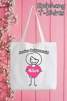 £6.49 • Buy Junior Bridesmaid Personalised Tote Bag Funny Gift Hen Wedding Add Name Marriage