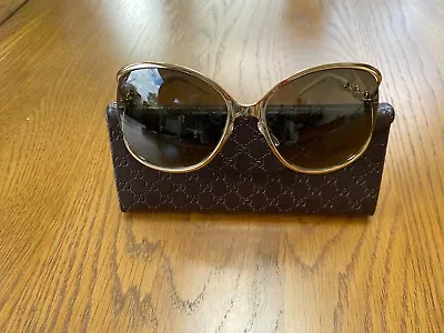 Gucci Ladies Sunglasses Gold Cream Excellent Condition With Case • £90