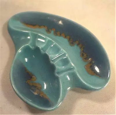 $31 • Buy Vintage CALIFORNIA POTTERY Mid Century Turquoise GLAZED ASHTRAY Speckled USA