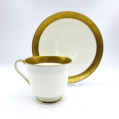 Mikasa Harrow Footed Cup & Saucer Bone China Gold Trim Multiple Avail Combine • $9.99