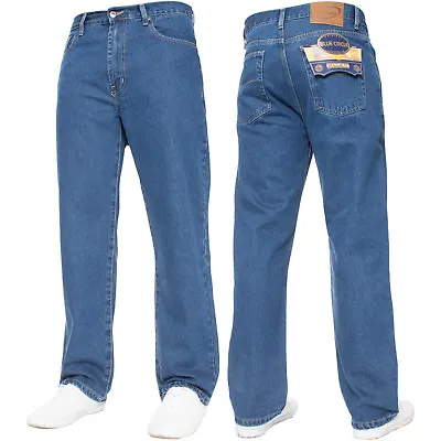 Mens Jeans Straight Leg Regular Fit Heavy Denim Trouser Pants All UK Waist Sizes • $18.24