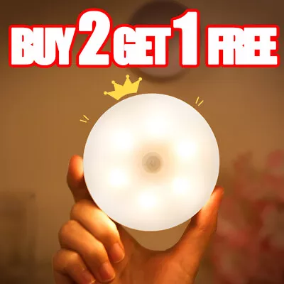 £3.69 • Buy Wireless LED PIR Motion Sensor Light Battery Wall Cabinet Stair Night Lamp 10Led