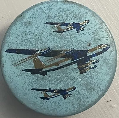 Vintage Typewriter Ribbon Tin Carters Guardian Graphic Airplane Jet Blue • $9.99