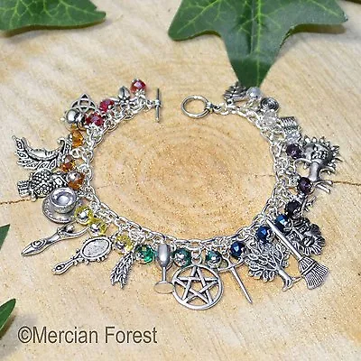 The Witches Chakra Charm Bracelet - Handmade Pagan Jewellery Wicca Witchcraft • £13.50