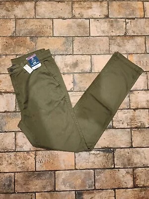 *NEW* Men's Chino Dress Pants Green Olive Slim Pants Casual Pants  32x34 NWT • $15.98