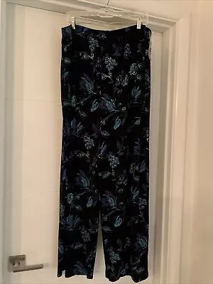 NWT Vikki Vi Special Occasion Pants Black Blue Floral Sparkles-3X • $59.95