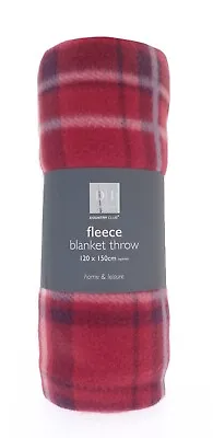 Fleece Throw Blanket 120x150cm Soft Warm Single Tartan Check Sofa Bed Travel Car • £8.95