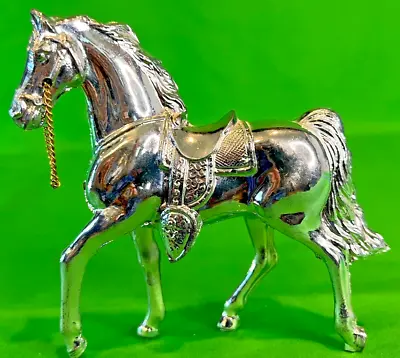 $14.99 • Buy Vintage Western Silver Toned Carnival Horse With Saddle & Tack 5”