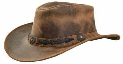 Cowboy Hat Australian Western Cowboy Style Tan Crazy Horse Bush Hat • £19.99