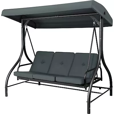 Porch Swing 3-Seat Outdoor Converting Patio Swing Glider With Adjustable Canopy • $223.99