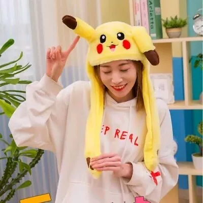 Bunny Hat With Moving Ears Funny Rabbit Hat Soft Jumping Pikachu Hat For Women • $11.50