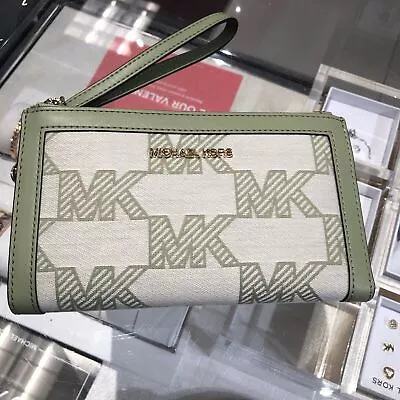 Michael Kors MK Jet Set Travel Double Zip Phone Case Card Holder Wristlet Wallet • $87