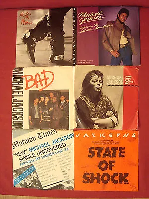 MICHAEL JACKSON BAD WANNA BE STARTIN SOMETHIN DIRTY DIANA LOT OF 6 45s +SLEEVES  • $37.99