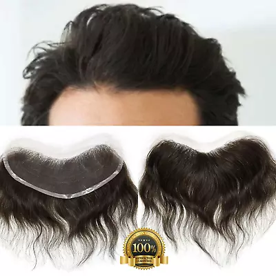 Men Frontal Hairpiece Receding Hairline 100% Human Hair Natural Full French Lace • $79