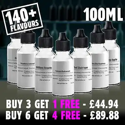 100ml E Liquid Flavour Concentrate DIY Vape Juice Mix Extra Strong UK PG 0mg • £14.98