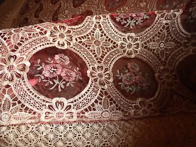 Beautiful Oval Lacy Embroidered Tablecloth 73  X 56  • $15