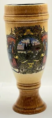 Vintage Czech Prag Prague Ceramic Beer Mug Glass Medieval Horses Castle Scene • $9.99