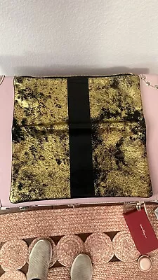 Clare Vivier Los Angeles Leather Gold And Black Stripe Clutch Doesn’t Have Tabs • $280