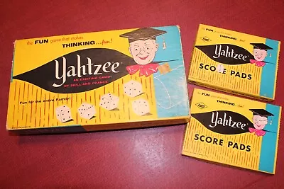 Vintage YAHTZEE Dice Game E S Lowe Co #950 (1961) W/ 2 Extra Boxes Of Score Pads • $23.62