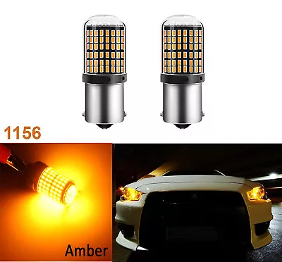 2X 1156 BA15S COB 3014 144SMD Amber Car Bulb Led 12V 24V Turn Signal Lights • $14