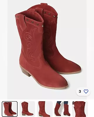 Joe Browns Ladies Women’s Bourbon Street Suede Western Cowboy Ankle Boot Red UK3 • £20