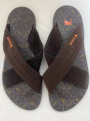Boss Orange Hugo Boss Flip Flop/sandles Size 10 Brown Canvas Orange Stitching  • £25
