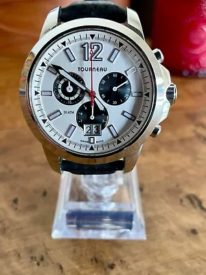 Rare Tourneau Swiss Chrono Watch Panda Dial 5050B Stainless Steel W/ Extra Strap • $379