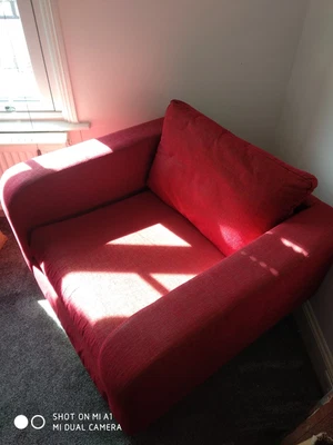 £25 • Buy Marks & Spencer M&S Sofa Snug Armchair Red Cloth Retro British Made Devon Lounge